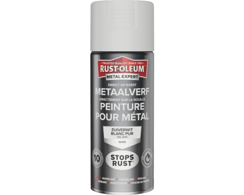 RUST-OLEUM Metal Expert Metaalverf direct op roest hoogglans RAL 9010 wit 400 ml