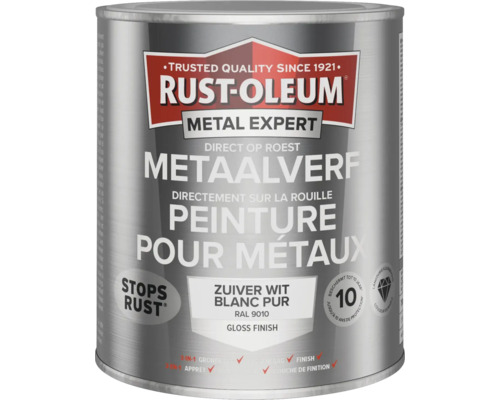 RUST-OLEUM Metal Expert Metaalverf direct op roest hoogglans RAL 9010 wit 750 ml