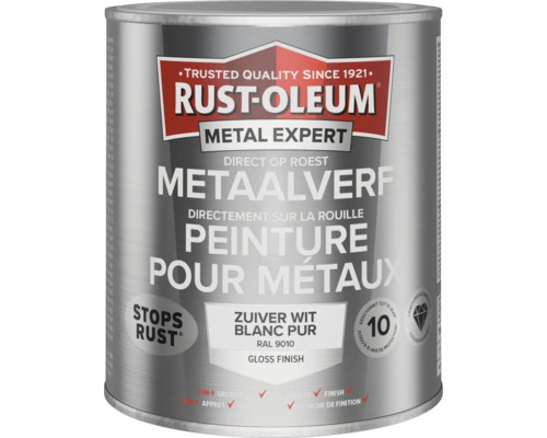 RUST-OLEUM Metal Expert Metaalverf direct op roest hoogglans RAL 9010 wit 750 ml RUST-OLEUM Metal Expert Metaalverf direct op roest hoogglans RAL 9010 wit 750 ml