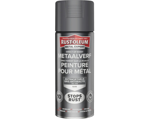 RUST-OLEUM Metal Expert Metaalverf direct op roest hoogglans RAL 7016 antracietgrijs 400 ml RUST-OLEUM Metal Expert Metaalverf direct op roest hoogglans RAL 7016 antracietgrijs 400 ml