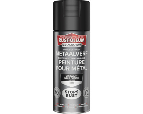 RUST-OLEUM Metal Expert Metaalverf direct op roest hoogglans RAL 9005 gitzwart 400 ml RUST-OLEUM Metal Expert Metaalverf direct op roest hoogglans RAL 9005 gitzwart 400 ml