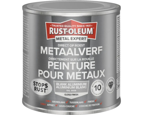 RUST-OLEUM Metal Expert Metaalverf direct op roest hoogglans RAL 9006 zilver 250 ml