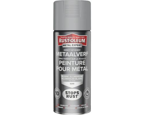 RUST-OLEUM Metal Expert Metaalverf direct op roest hoogglans RAL 9006 zilver 400 ml