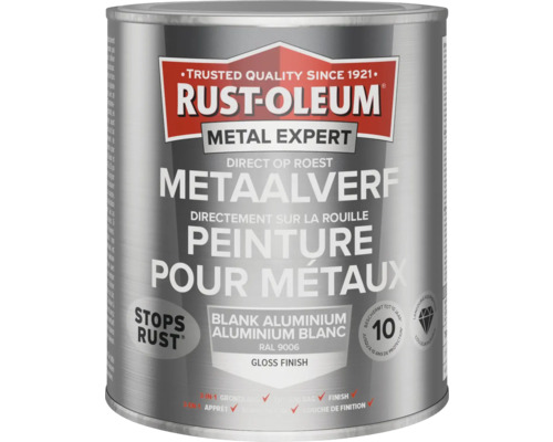 RUST-OLEUM Metal Expert Metaalverf direct op roest hoogglans RAL 9006 zilver 750 ml