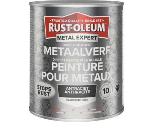 RUST-OLEUM Metal Expert Metaalverf direct op roest hamerslag antraciet 750 ml