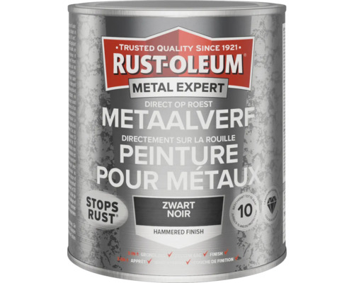 RUST-OLEUM Metal Expert Metaalverf direct op roest hamerslag zwart 750 ml