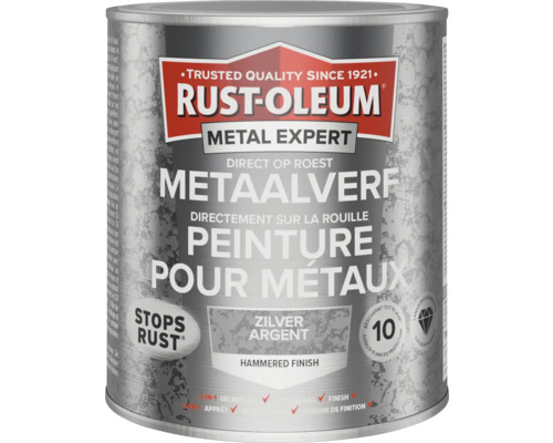 RUST-OLEUM Metal Expert Metaalverf direct op roest hamerslag zilver 750 ml