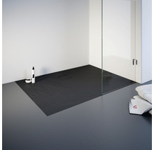 Inloopdouche met stenen douchebak, douchecabine en badkameraccessoires voor een modern badkamerdesign