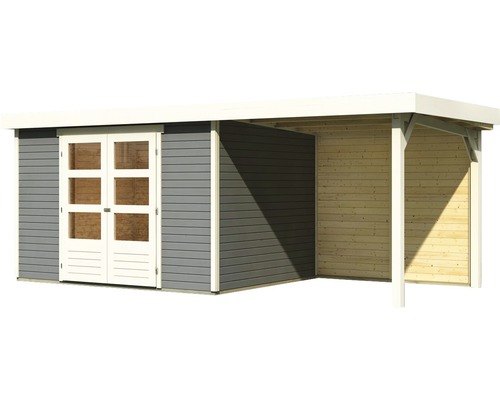 Tuinhuis met dubbele deur en aanbouw