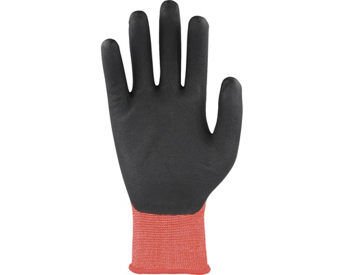Zwarte werkhandschoen met rode gebreide manchet