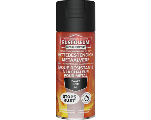RUST-OLEUM Metal Expert Hittebestendige metaalverf zwart 400 ml Rust Oleum hittebestendige metaalverf, mat zwart, spuitbus