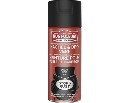 RUST-OLEUM Metal Expert Kachel & BBQ verf zwart 400 ml Zwarte, matte kachel- en barbecuelak in spuitbus