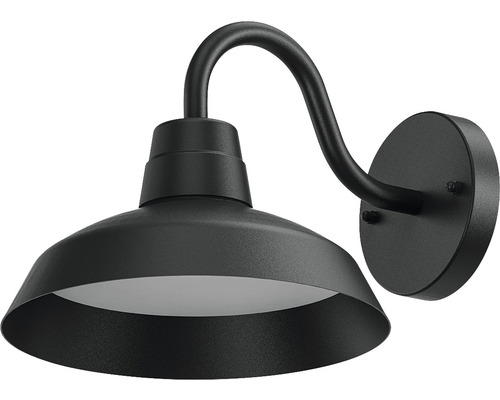 Zwarte buitenwandlamp met gebogen arm