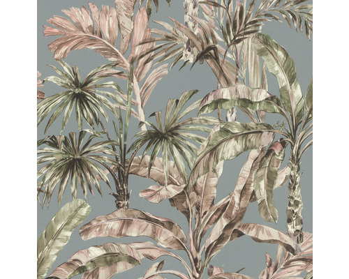 SELECTION Vliesbehang 815528 bladeren blauw Behang met tropisch plantenpatroon