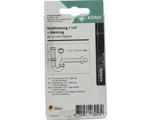 KÖRO conische ring 1 1/2 inch plus glijring voor 40 millimeter sifons