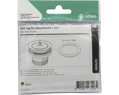 Afdichtring voor afvoerventiel 1 1/2 inch, 66 x 84 x 9 millimeter