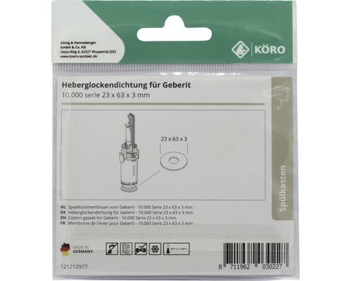 Spoelkastmembraan voor Geberit 10.000 Serie 23 x 63 x 3 millimeter