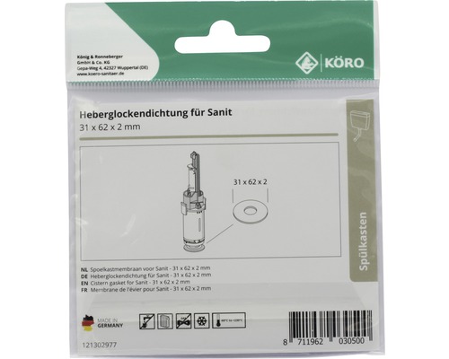 Spoelbakmembraan voor Sanit, 31 x 62 x 2 millimeter