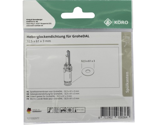 Spoelkastmembraan voor GroheDAL 32,5 x 61 x 3 millimeter in verpakking