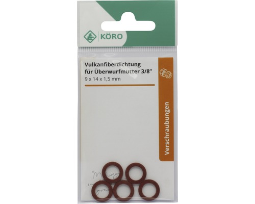 Vulcanfiber afdichting voor wartelmoer 3/8 inch, 9 x 14 x 1,5 mm