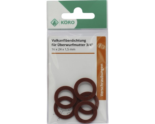 Vulkaanvezelpakking voor wartelmoer, afmeting 16x24x1,5 millimeter in verpakking