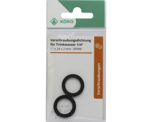 Schroefdraadafdichting 1/4 inch voor drinkwater, 17 x 24 x 2 millimeter, EPDM