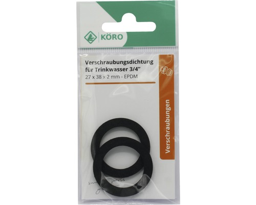 Schroefdraadafdichting voor drinkwater 3/4 inch, 27 x 38 x 2 millimeter, EPDM