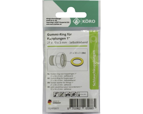 Rubberen ring voor koppelingen, 21x30x3 mm, zelfklevend