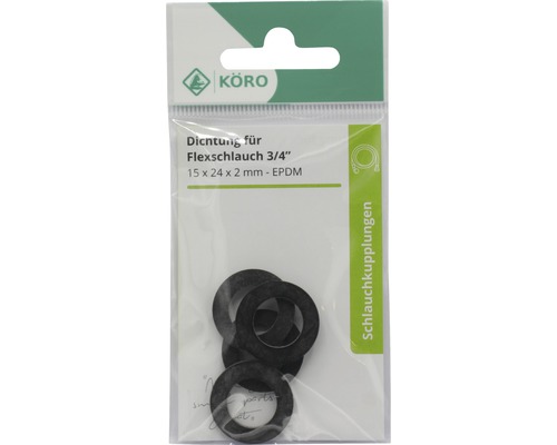 Afdichtingen voor flexibele slang driekwart inch, 15 x 24 x 2 millimeter, EPDM