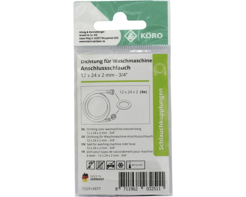 Afdichting voor wasmachine aansluitslang 12 x 24 x 2 millimeter - 3/4 inch