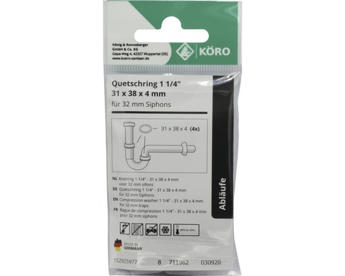 KÖRO klemring 1 1/4 inch, 31 x 38 x 4 millimeter voor 32 millimeter sifons, verpakkingsweergave