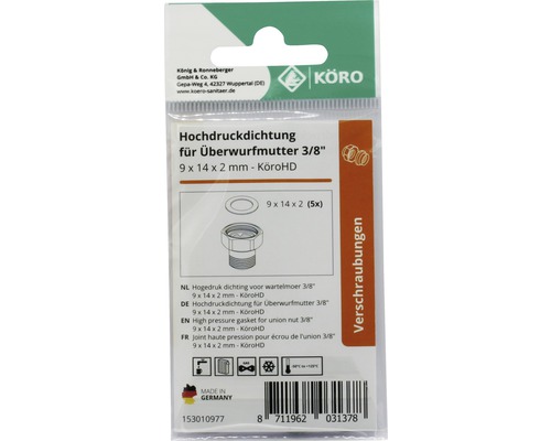 Köro hogedruk afdichting voor wartelmoer 3/8 inch, 9x14x2 millimeter