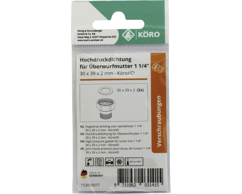 Hogedruk dichting voor wartelmoer 1 1/4 inch, 30x39x2 mm