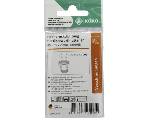 Hogedruk dichting voor wartelmoer, 45 x 55 x 2 millimeter
