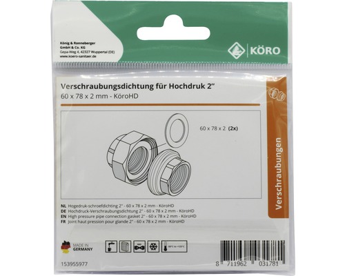 Hogedruk schroefdichting 2 inch, 60 x 78 x 2 millimeter