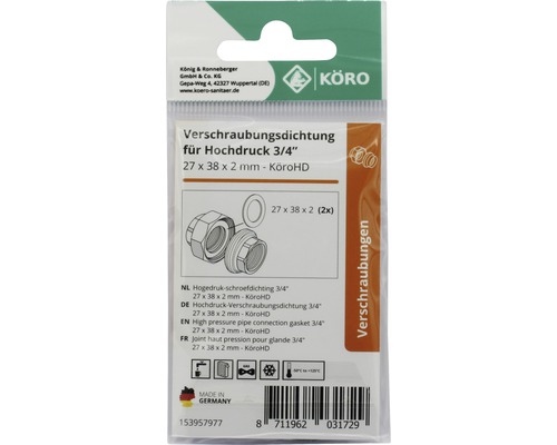 Hogedruk schroefdichting 3/4 inch, 27 x 38 x 2 millimeter