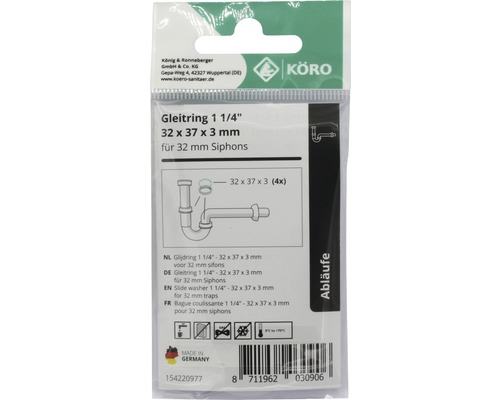 Glijring 1 1/4 inch, 32 x 37 x 3 millimeter voor 32 millimeter sifons in verpakking