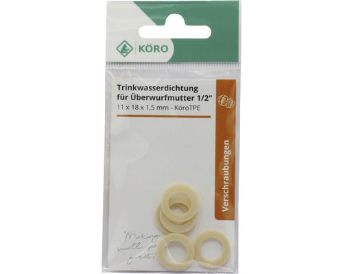 KÖRO Drinkwaterafdichting voor wartelmoer 1/2 inch, 11x18x1,5 mm, verpakking