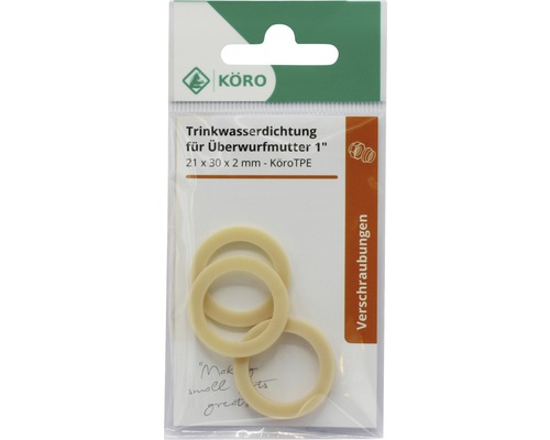 Drinkwaterafdichting voor wartelmoer 1 inch, 21 x 30 x 2 millimeter in kunststof behuizing