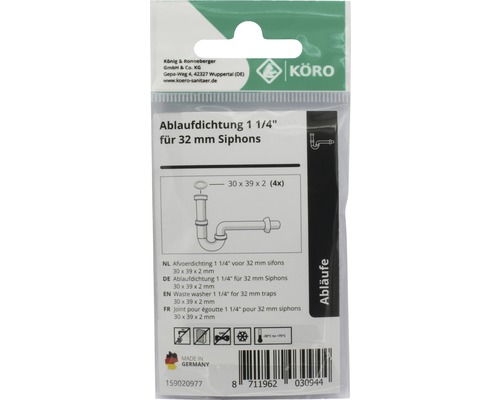 Afvoerdichting 1 1/4 inch voor 32 millimeter sifons