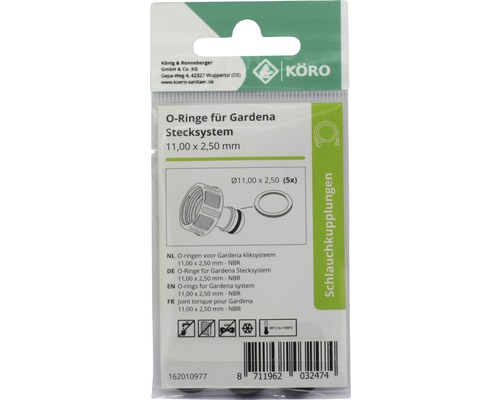 O-ringen voor Gardena kliksysteem, 11,00 x 2,50 mm, verpakking