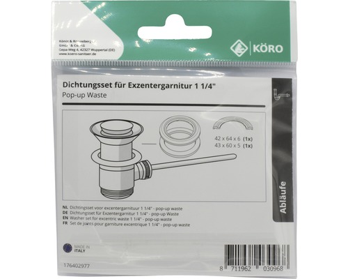 Dichtingsset voor excentergarnituur 1 1/4 inch, pop-up afvoer