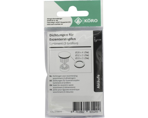 Afdichtingen voor excenterplug assortiment in verpakking