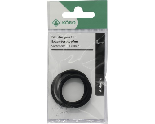 Afdichtingen voor excenterstoppen, assortiment met drie maten in verpakking