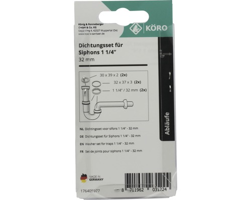 KÖRO Dichtingsset voor sifons 1 1/4 inch, 32 mm