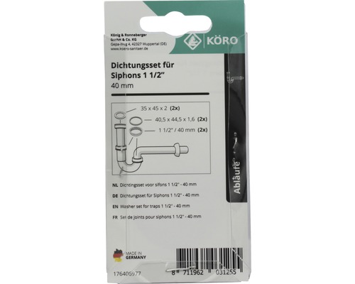 Dichtingsset voor sifons van 1 1/2 inch