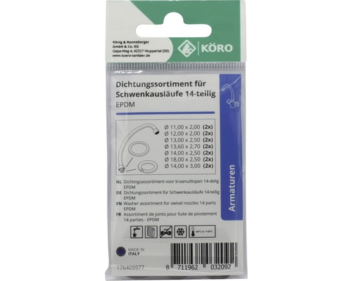 Dichtingsassortiment voor kraanuitlopen, 14-delig