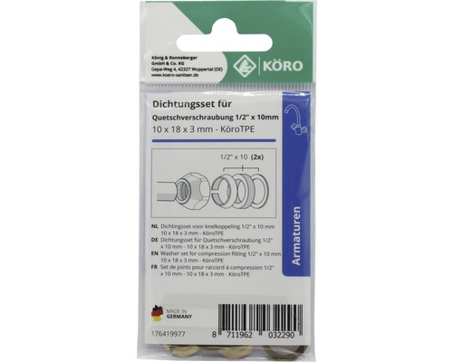 Dichtingsset voor knelkoppeling 1/2 inch x 10 millimeter