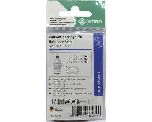 Verpakking vulkanische vezelringen voor kraanbovendelen 3/8 inch, 1/2 inch, 3/4 inch