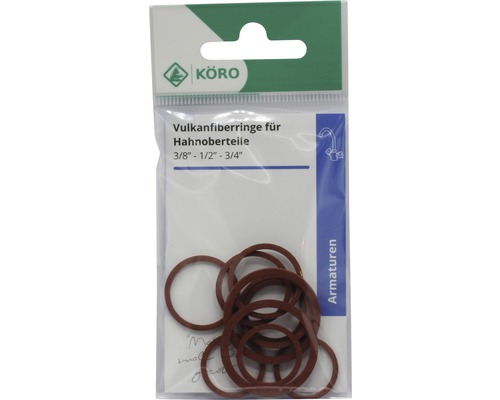 Vulkaanvezelringen voor kraanonderdelen in verschillende maten in een pakket